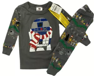 NWT Hanna Andersson Boys 18-24 Month Gray Star Wars R2D2 Organic Holiday Pajamas - Picture 1 of 7
