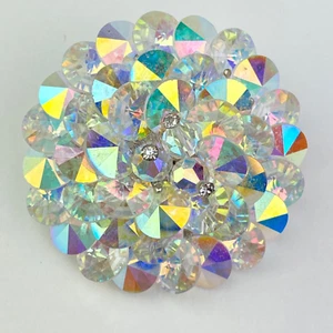 VENDOME Vintage Silver Tone Round AB Rivoli Pin Brooch - Picture 1 of 16