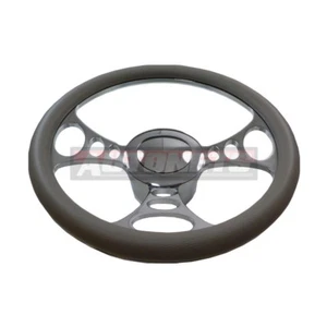 Gray Leather Orbitor Camaro Impala Hot Rod Steering Wheel Aluminum Horn Adapter - Picture 1 of 6