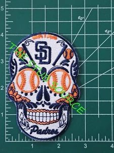 San Diego Padres Calavera de Azúcar Azul Naranja Colores Bordado Hierro/Coser Parche - Imagen 1 de 1
