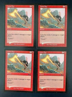MTG 4X FOIL URZA'S LEGACY LAVA AXE EX+ MAGIC THE GATHERING SORCERY RED COMMON - Image 1 of 4