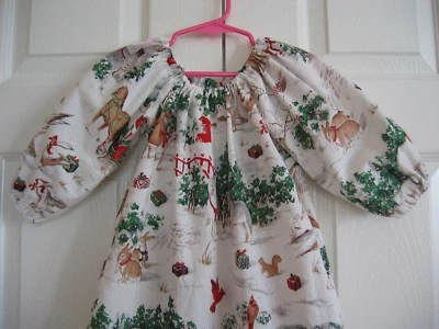 Girls Christmas Peasant Dress - White Christmas Scenic - Three Quarter Sleeve, 5 - Image 1 of 4