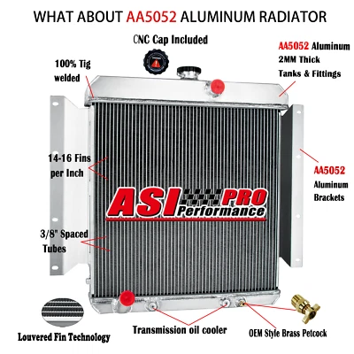 3 Row Aluminum Radiator fit 1961-1969 Dodge D100 Series Pickup 5.2L V8 AT - Image 1 of 4