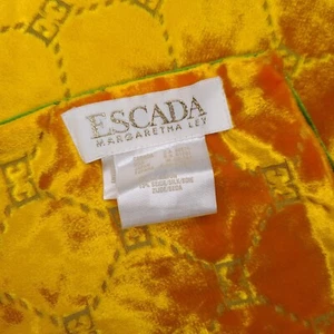Escada Margaret Ley Green Orange Mint Scarf Silk Rayon Duplex Monogram - Picture 1 of 8