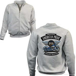 Jacke Biker Motorrad classic  USA Sweatshirt Oldtimerbike *4254 grau - Bild 1 von 2