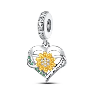 KUNSIR You are My Sunshine Sunflower Charm For European Bracelet Sterling Silver - Picture 1 of 5