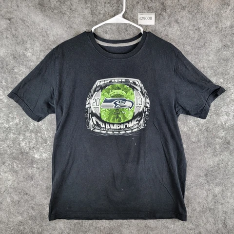 Seattle Seahawks Shirt Mens Large World Champs Ring 2013 Distressed Nike Cover