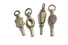 COLLECTION 4 x ANTIQUE ENGLISH GOLD AGATE WATCH KEY CHARMS FOBS 