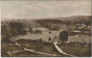 COLOURED FRITH POSTCARD CAMBERLEY HEATH SURREY - VIEW FROM GOLF LINKS C1908 - Picture 1 of 2