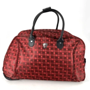 Calpak Soho Rolling Duffel Red Carry On Travel Luggage Suitcase Weekender Tote - Picture 1 of 15