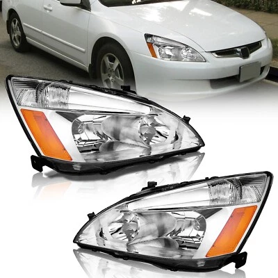 WEELMOTO Headlight Set For 2003-2007 Honda Accord 2/4-Door Left +Right Headlamps - Imagem 1 de 4