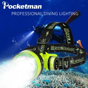 LED Diving Headlight Waterproof Long-Range Deep Diving Fishing Headlamp Torch - Picture 1 of 9