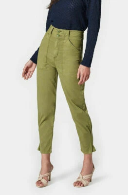 Pantalón cargo JOIE NUEVO $228 Mirenda tiro alto pierna corta recta verde cebollino talla 10 Foto 1 de 4
