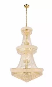 Large K9 Crystal Chandelier Gold Foyer Entryway or Dining Room 32 Light Fixture - Picture 1 of 13