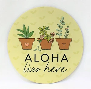 Mouse Pad "Aloha Lives Here" Foam Mat Non-Slip Rubber Backing 8" Diameter - Picture 1 of 1
