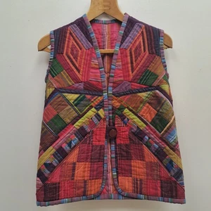 Sleeveless Funky Colourful Patchwork Style Gilet Bodywarmer Jacket Multicoloured - Picture 1 of 3
