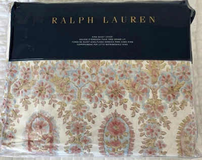 Ralph Lauren Camile Cotton Duvet Cover Paisley Floral Coral/Cream King $470 - Image 1 of 3