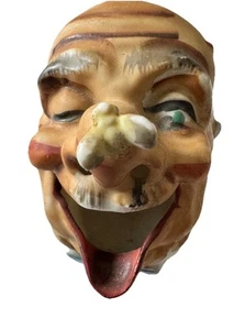 Rare Vintage Japan Smoking Man Ashtray Fly on Nose Mid Century Figural New - Picture 1 of 12