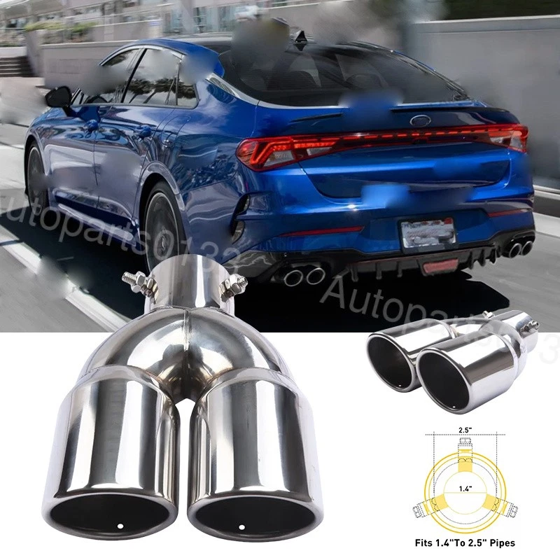 Dual 1.5" to 2.5" Exhaust Tip Polished Stainless Steel For Kia K5 GT GT-Line — 第 1/4 张图片