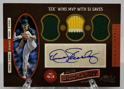 2016 Panini Prime Cuts Dennis Eckersley AUTO Biography /10 PATCH HOF - Image 1 of 2