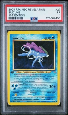 PSA 1 Suicune 1st Edition Neo Revelation 27/64 Rare 2001 Pokemon WoTC PR - Image 1 of 2