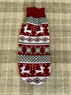 Dog Christmas Sweater Jumper With Snowflake Elk Pattern Warm Knit Jumper Size L - Image 1 of 4