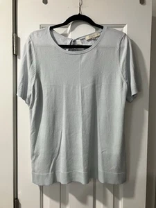 LOFT Top Women’s Sz L Light Blue Knit Short Sleeves NWT - Picture 1 of 4