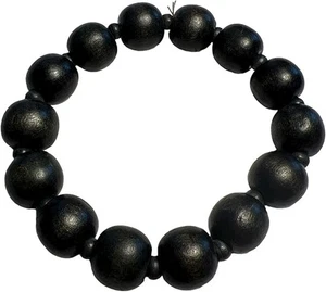 Black Wood Bead Stretch Bracelet - Picture 1 of 1