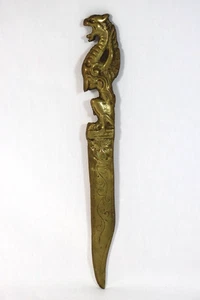 Antico apri lettere drago grifone in ottone cinese 9,5" fatto a mano ca. 1860s - Foto 1 di 11