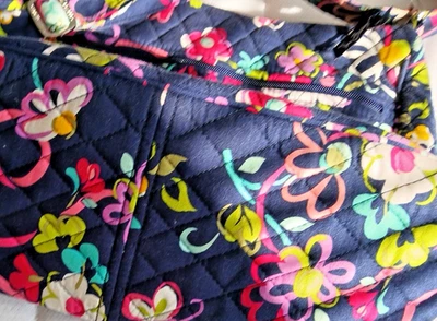 Vera Bradley Crossbody/Shoulder Bag/Purse - Navy/Pinks/Green with pretty florals - Image 1 of 4