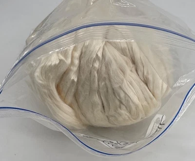 Tussah Silk Roving Natural White Craft Fiber Spinning Felting Weaving Supplies - Image 1 of 2