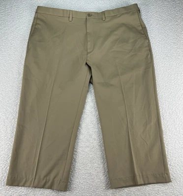 Pantalones Haggar Cool 18 Pro Para Hombre 44x29 Marrón Calce Clásico Frente Plano Poliéster Foto 1 de 4