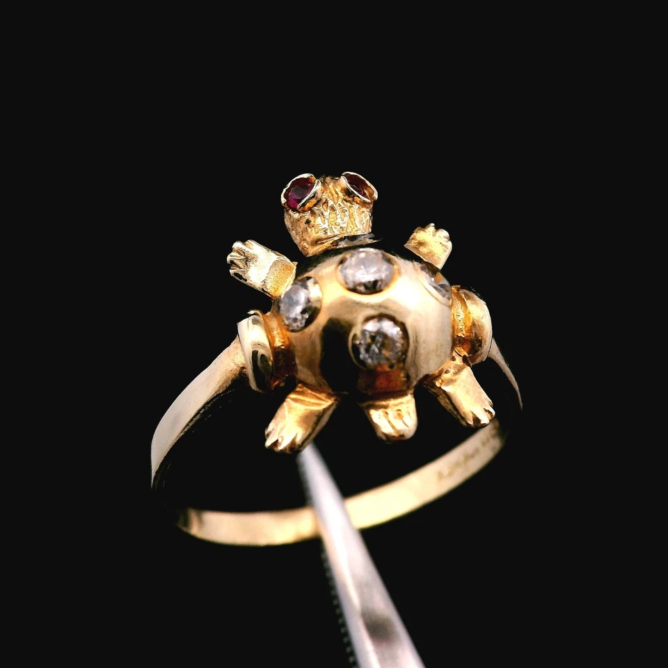 10KT Yellow Gold Turtle Ring – Size 6.25 – 1.71g (1.1 DWT) - Image 1 of 4