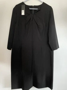 NWT Misook Sz L 14/16 Black Twist Top V 3/4 Slv Ponte Knit Knee Lgth Sheath Dres - Picture 1 of 12