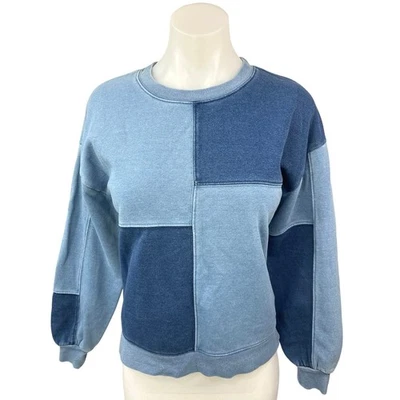 Madewell Mujer Azul Índigo Teñido Patchwork Pullover Sudadera Suéter Top XXS Foto 1 de 4