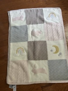 Pottery Barn Kids Heirloom Sherpa Back Baby Blanket Pink 40”x 30” Bunny,star - Picture 1 of 17