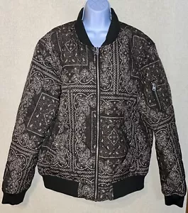 Levi's Men's Quilted Insulated Bomber Jacket Green Bandana Print LARGE - Picture 1 of 13