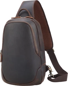 TIDING Sling Rucksuck Leder Schultertasche Umhängetasche Herren Brusttasche Mit - Bild 1 von 12