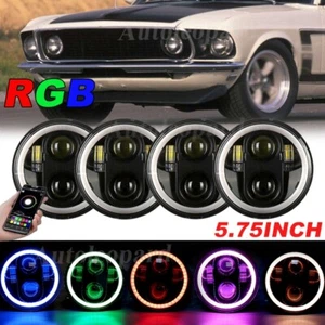 4PC 5.75" RGB LED Headlight Hi/Lo Beam DRL APP Control Kit For Ford Mustang 1969 - Picture 1 of 12