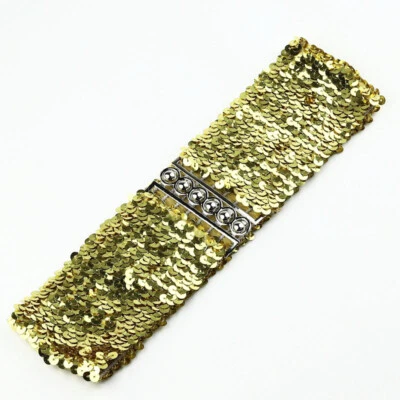 Lady Sequin Shiny Belt Elastic Waistband Wide Shirts Dress Belts Fashion Glitter - Image 1 of 4