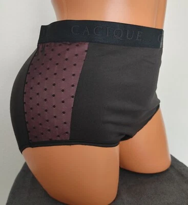 Lane Bryant Cacique COTTON FULL BRIEF 18/20 PLUS PANTY BLACK PINK DOTTED MESH - Image 1 of 4