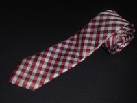 New J. Ferrar Tie Slim Skinny Silver Red Stripe Pattern Mens Luxury Necktie
