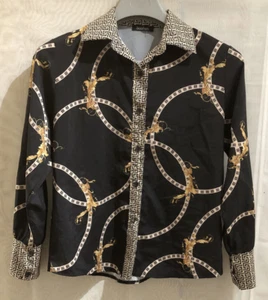 BOOHOO WOMENS BLACK MIX LONG SLEEVE BUTTON UP SHIRT SIZE 10/38 (WT323) - Picture 1 of 5