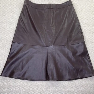 Gonna da donna Liz Claiborne taglia 12 finta pelle marrone espresso linea A - Foto 1 di 9