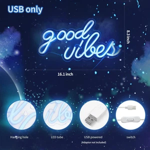 Wall Decor Good Vibes Neon Sign for Bedroom. - Picture 1 of 6