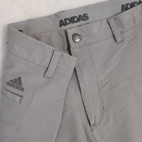 Adidas 365 Golf Uomo 40x28" Pantalone Bianco Grigio Gessato Grip Elasticizzato Vita Nylon