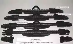 One pair of spring fin straps with quick release buckles. from Red Hat Diving - Picture 1 of 4