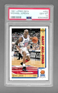1991 UPPER DECK BASKETBALL CARD #452 HOF MICHAEL JORDAN PSA 10 NBA CHICAGO BULLS - Picture 1 of 5