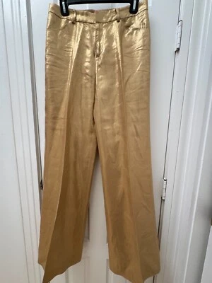 Pantalones Ralph Lauren de lino dorado metálico Foto 1 de 4