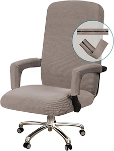 Stretch Office Chair Cover with Arms, Universal Removable Slipcover, Taupe - Picture 1 of 12